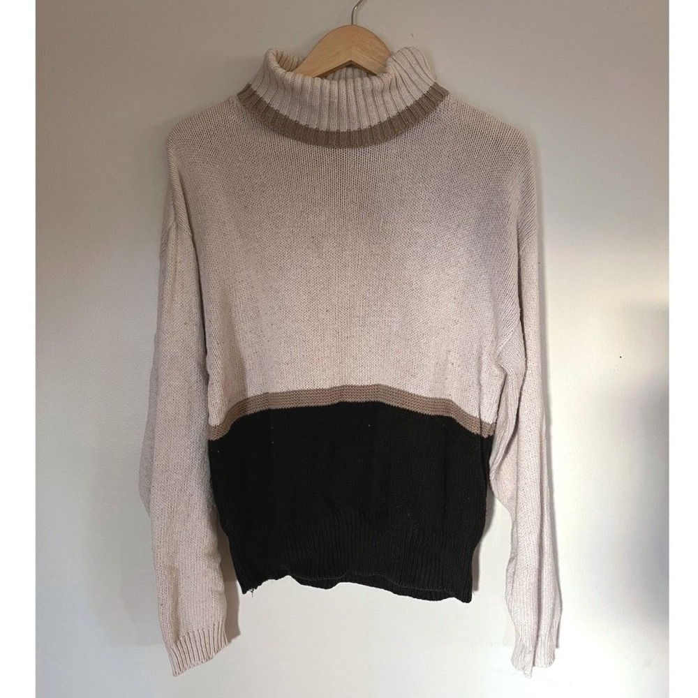 Vintage Garland Turtleneck Sweater Multicolor Size M Oversized Colorblock Knit - Picture 1 of 4